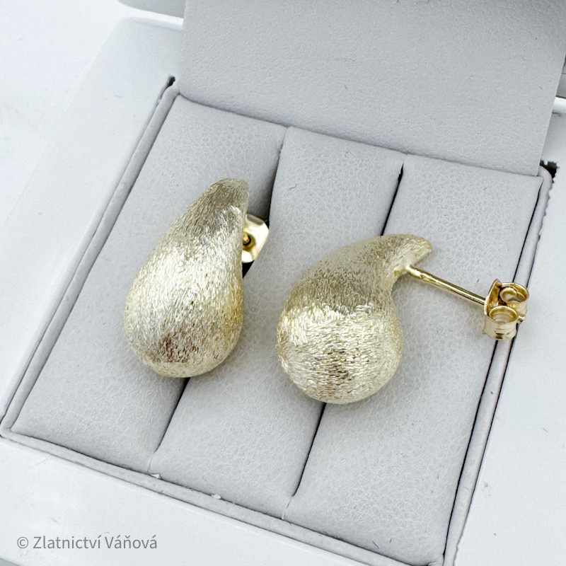 Pozlacené stříbrné náušnice KAPKY na puzetu